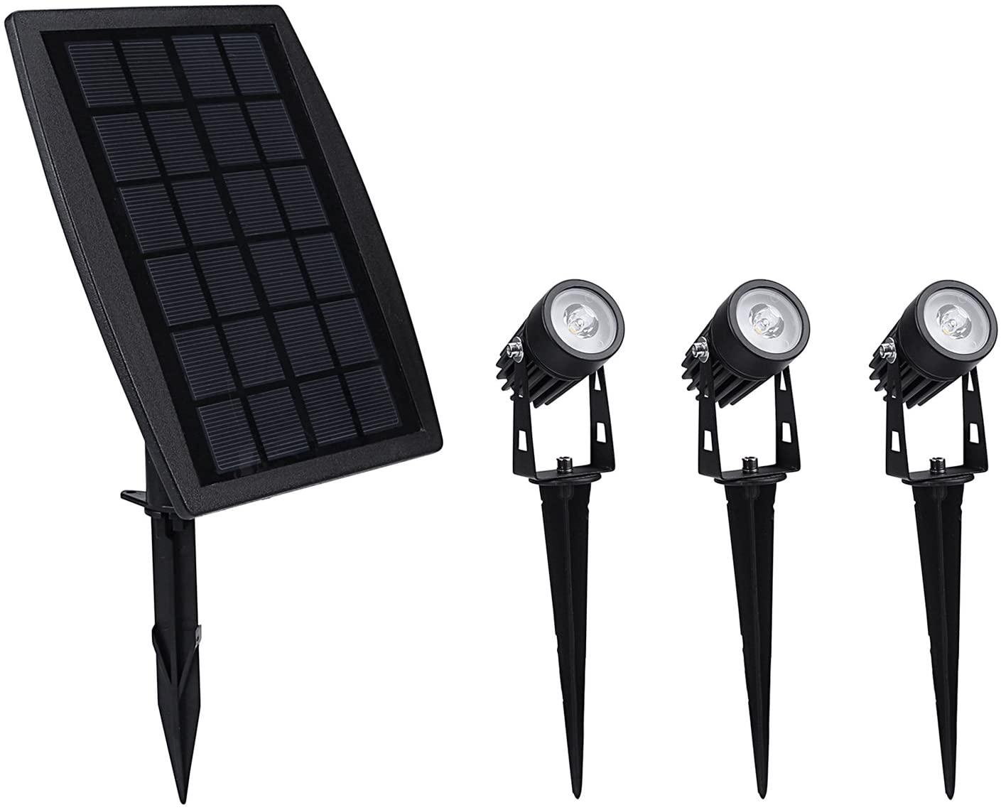 3 x LED Spotlights Powered Solar Garden Lights Outdoor Waterproof (Warm White) - John Cootes