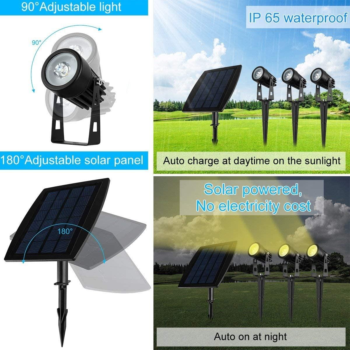 3 x LED Spotlights Powered Solar Garden Lights Outdoor Waterproof (Warm White) - John Cootes