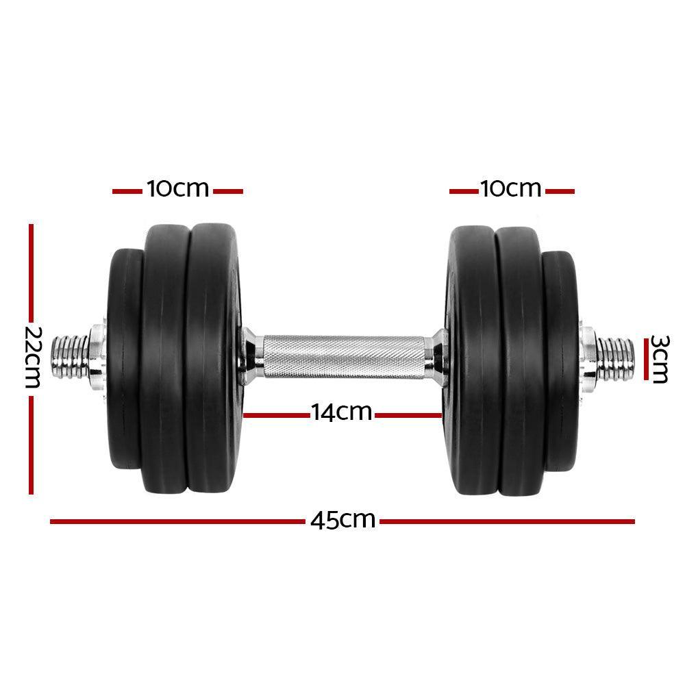 30kg Dumbbells Dumbbell Set Weight Plates Home Gym Fitness Exercise - John Cootes