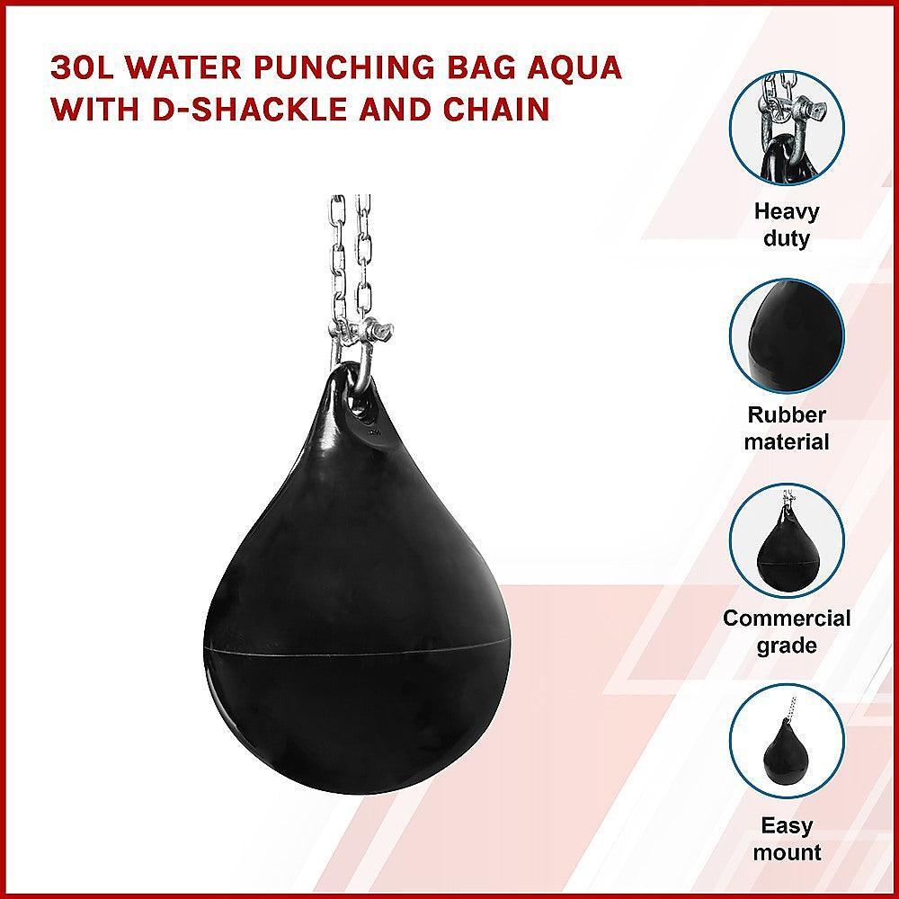 30L Water Punching Bag Aqua with D-Shackle and Chain - John Cootes