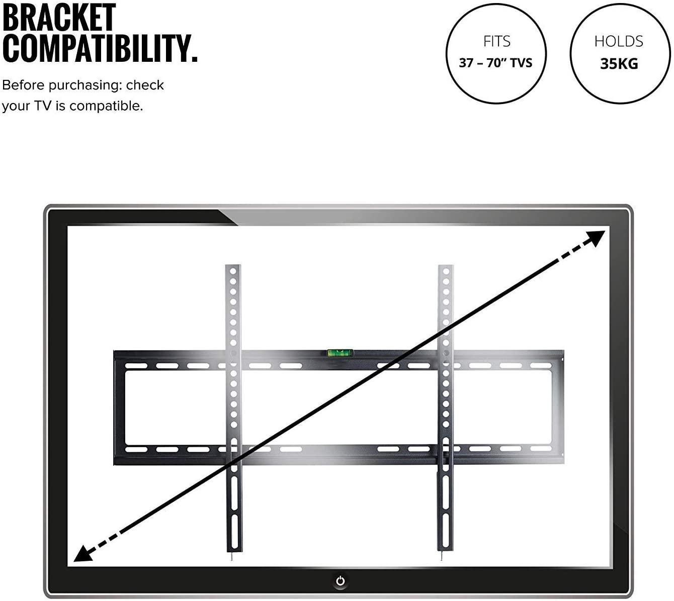 32-70 Inch Fixed TV Wall Mount Bracket TV Bracket Wall Mount up to 75KG - John Cootes