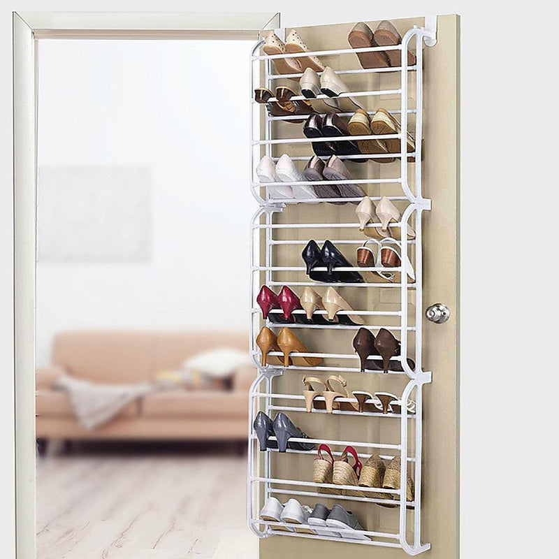 36 Pair Shoe Holder Organiser Over The Door Hanging Shelf Rack Storage Hook - John Cootes