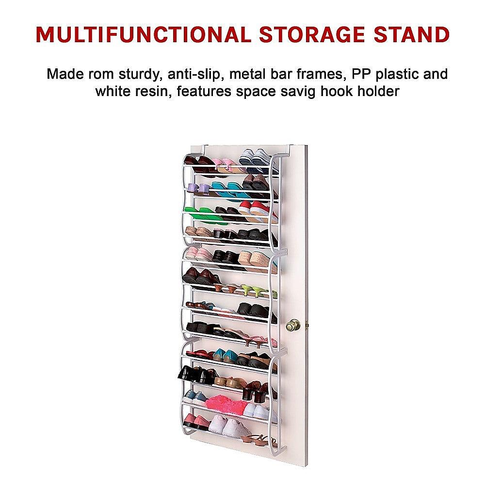 36 Pair Shoe Holder Organiser Over The Door Hanging Shelf Rack Storage Hook - John Cootes