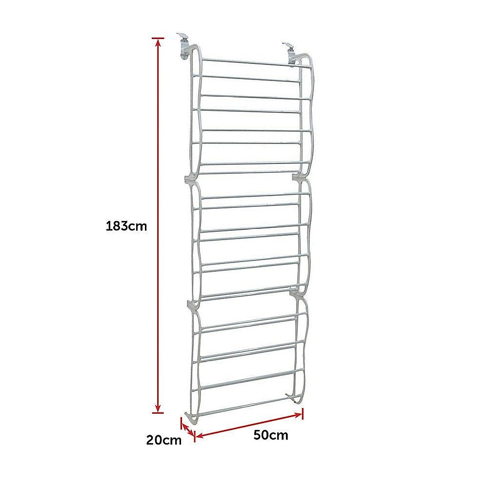 36 Pair Shoe Holder Organiser Over The Door Hanging Shelf Rack Storage Hook - John Cootes