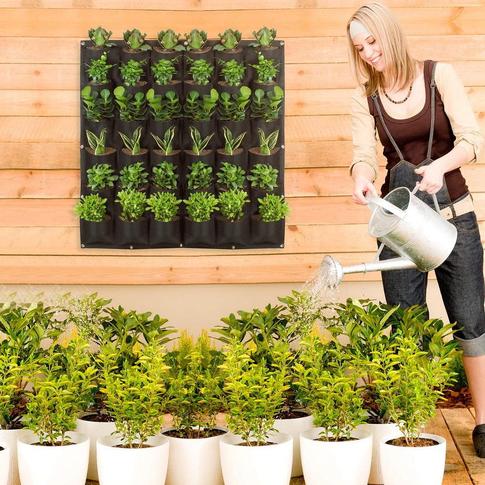 36 Pockets Wall Hanging Planter Planting Grow Bag Vertical Garden Vegetable Flower Black - John Cootes