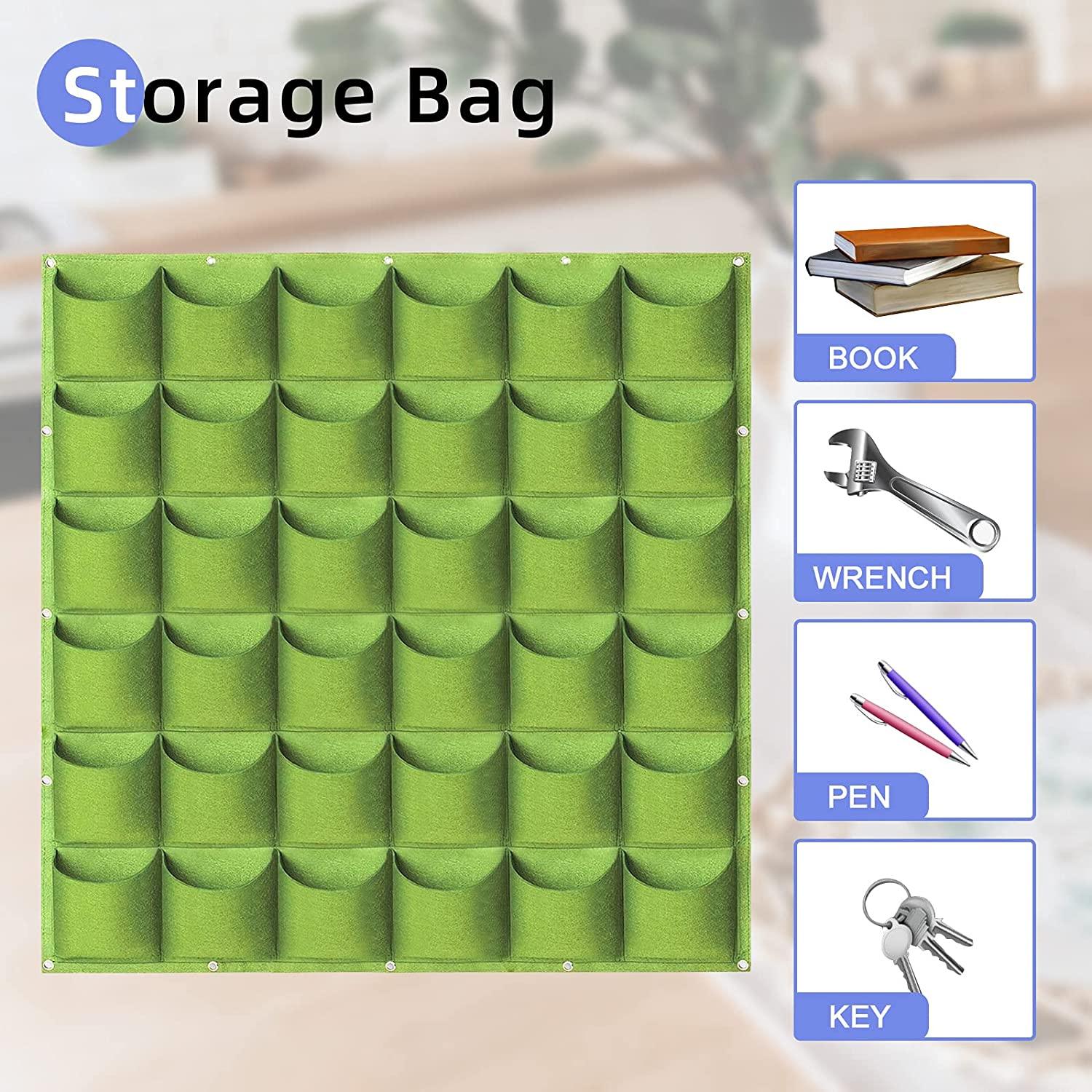 36 Pockets Wall Hanging Planter Planting Grow Bag Vertical Garden Vegetable Flower Green - John Cootes