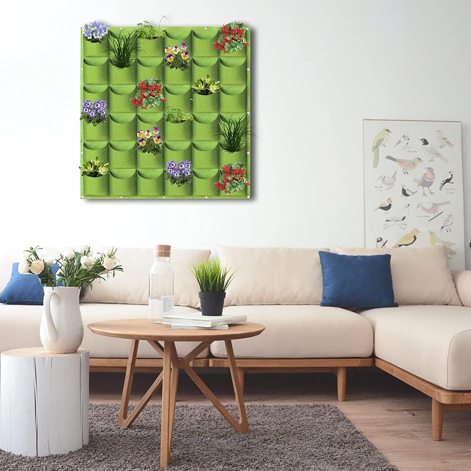 36 Pockets Wall Hanging Planter Planting Grow Bag Vertical Garden Vegetable Flower Green - John Cootes