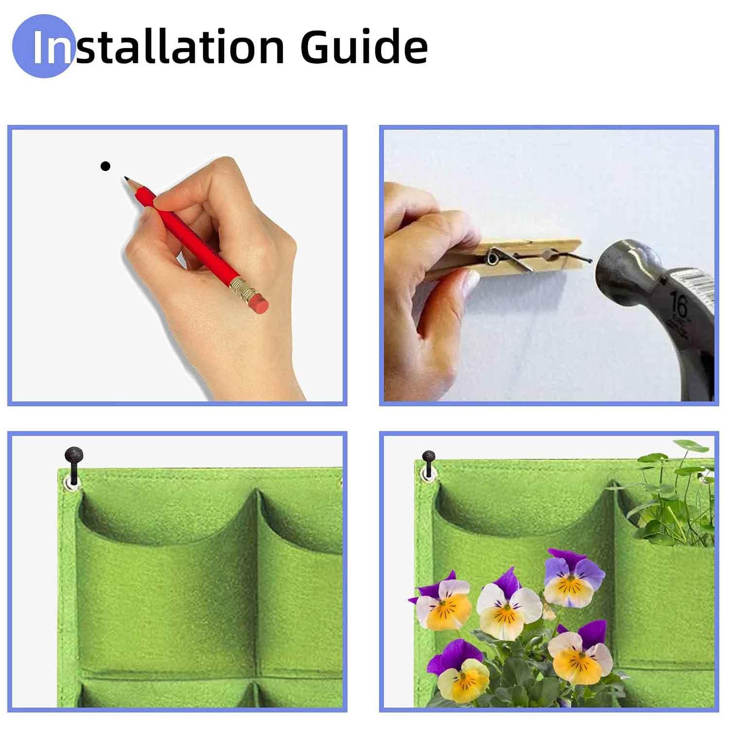 36 Pockets Wall Hanging Planter Planting Grow Bag Vertical Garden Vegetable Flower Green - John Cootes
