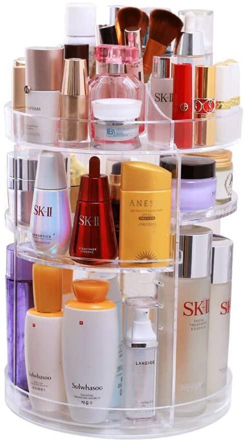 360 Degree Rotation Makeup Organizer Adjustable with Multifunction Cosmetic Storage Box - John Cootes