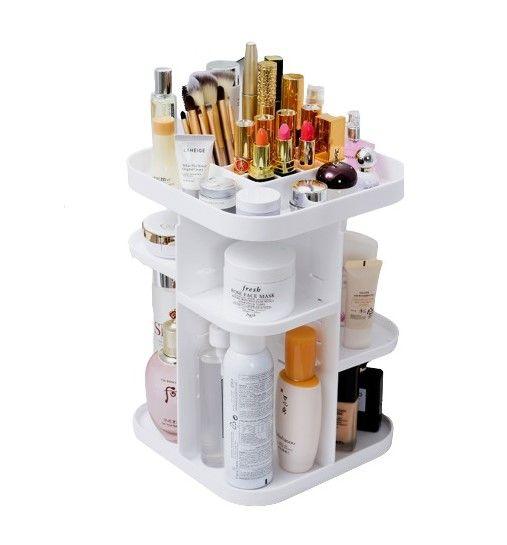 360 Rotating Large Capacity Makeup Organizer for Bedroom and Bathroom (White) - John Cootes