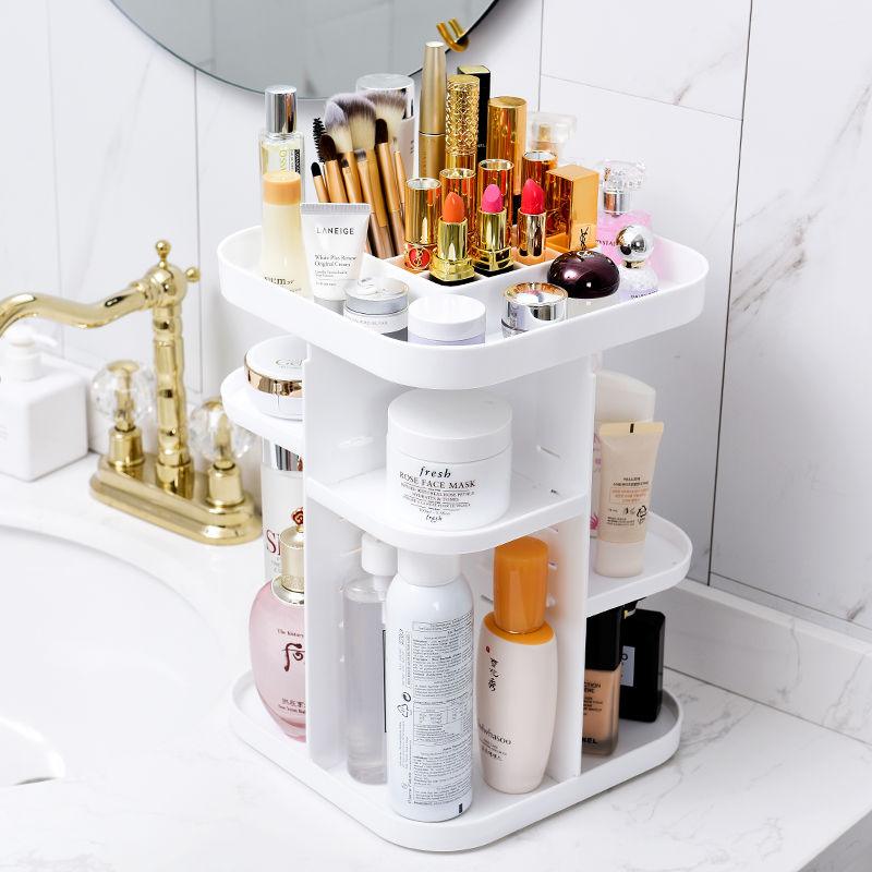 360 Rotating Large Capacity Makeup Organizer for Bedroom and Bathroom (White) - John Cootes