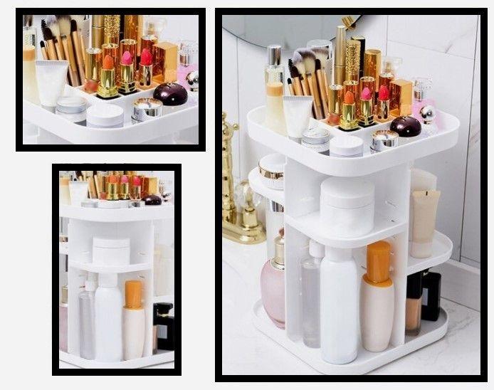 360 Rotating Large Capacity Makeup Organizer for Bedroom and Bathroom (White) - John Cootes