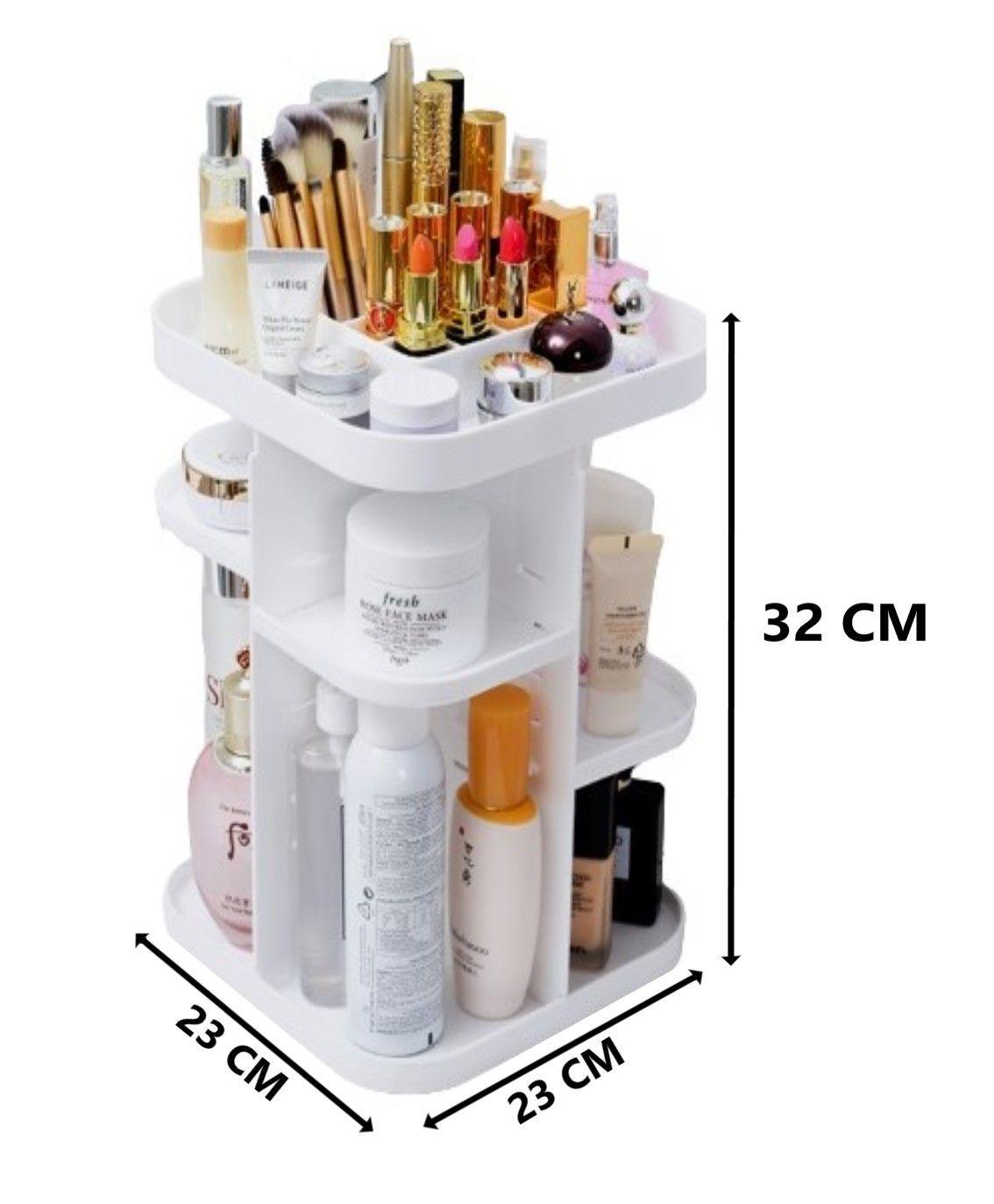 360 Rotating Large Capacity Makeup Organizer for Bedroom and Bathroom (White) - John Cootes