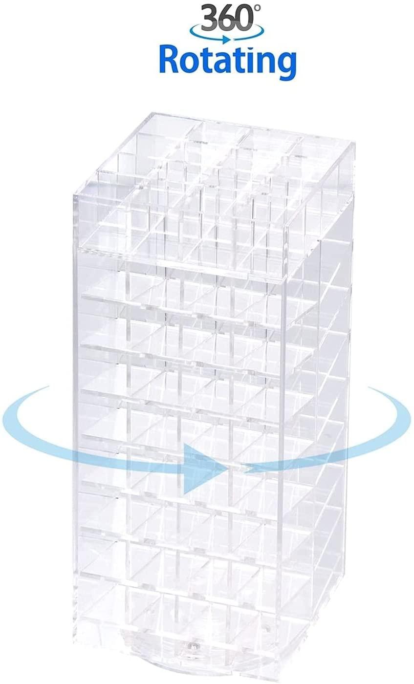 360 Rotating Lipstick Clear Acrylic Display Rack Organizer Stand Lazy Susan Makeup Cosmetics Storage Case Box Carousel Stunning Shelf with 80 Compartments - John Cootes