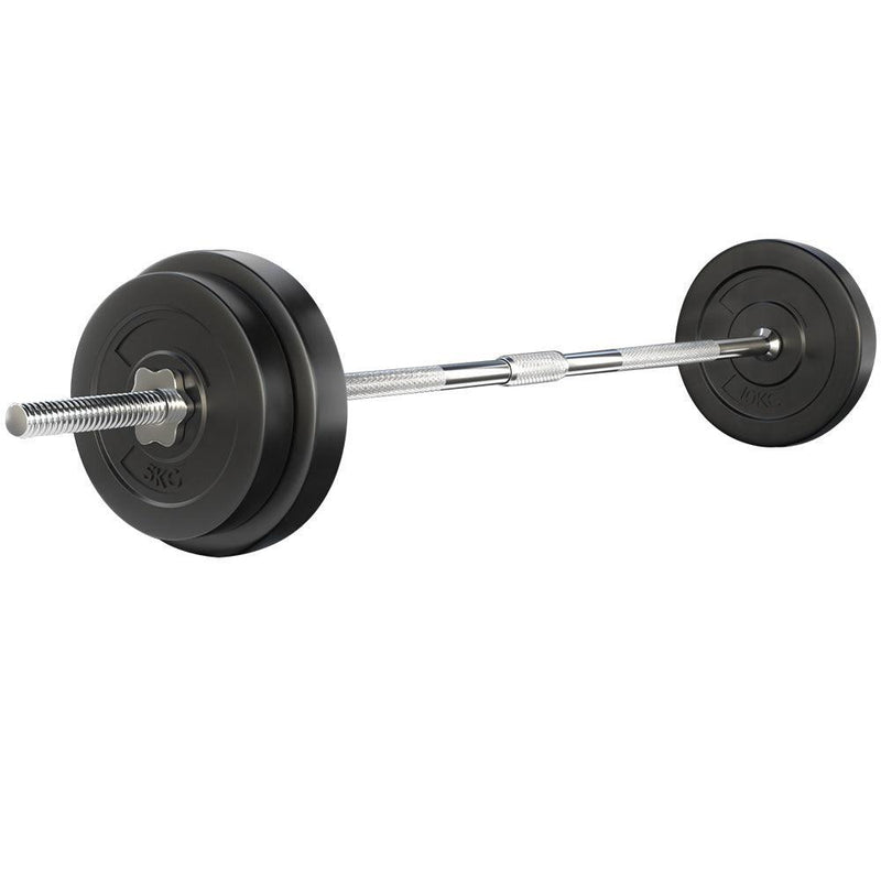 38KG Barbell Weight Set Plates Bar Bench Press Fitness Exercise Home Gym 168cm - John Cootes