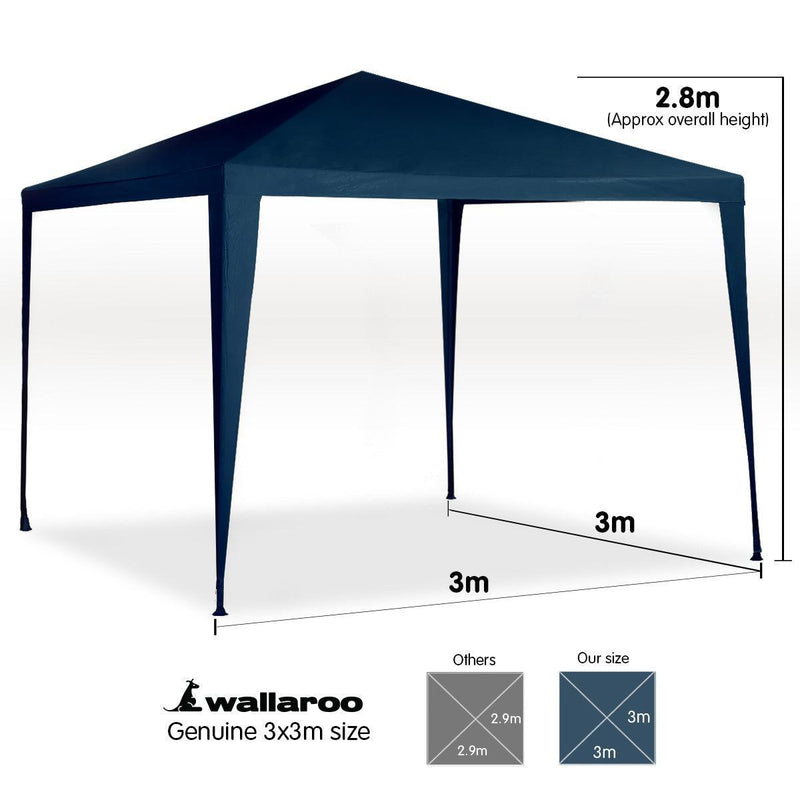 3m x 3m Wallaroo Outdoor Party Wedding Event Gazebo Tent - Blue - John Cootes