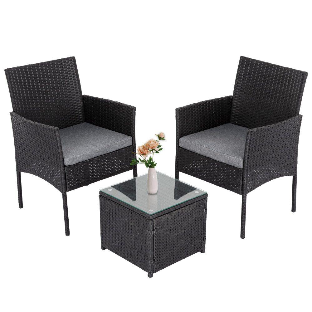 3PC Outdoor Table and Chairs Set &#8211; Black - John Cootes