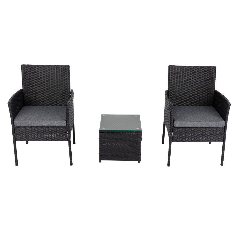 3PC Outdoor Table and Chairs Set &#8211; Black - John Cootes