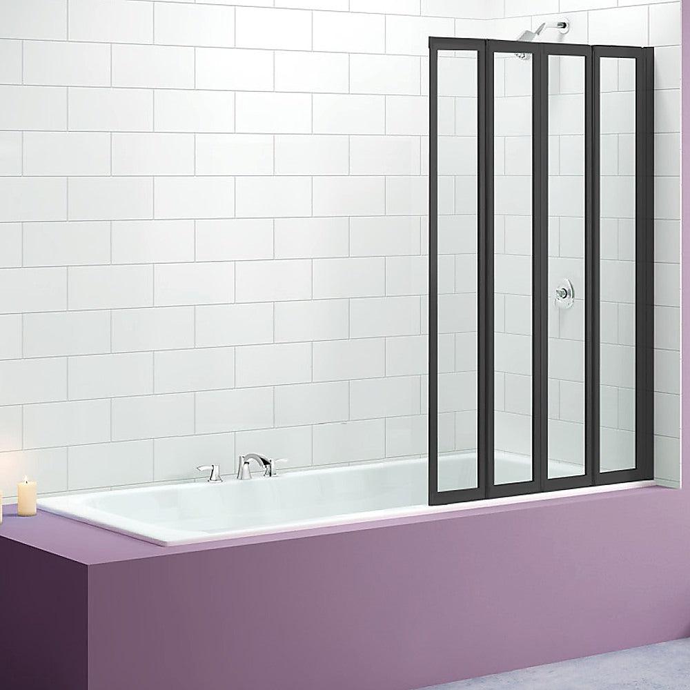 4 Fold Black Folding Bath Shower Screen Door Panel 1000 x 1400mm - John Cootes