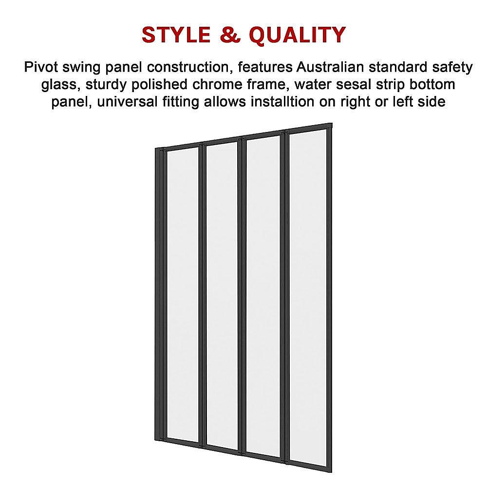 4 Fold Black Folding Bath Shower Screen Door Panel 1000 x 1400mm - John Cootes