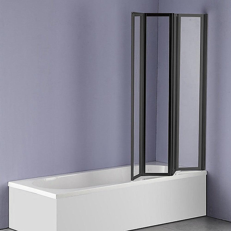 4 Fold Black Folding Bath Shower Screen Door Panel 1000 x 1400mm - John Cootes
