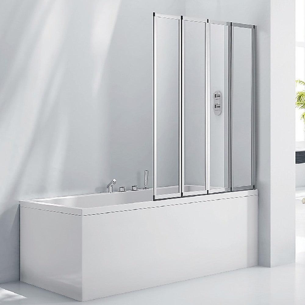 4 Fold Chrome Folding Bath Shower Screen Door Panel 1000 x 1400mm - John Cootes