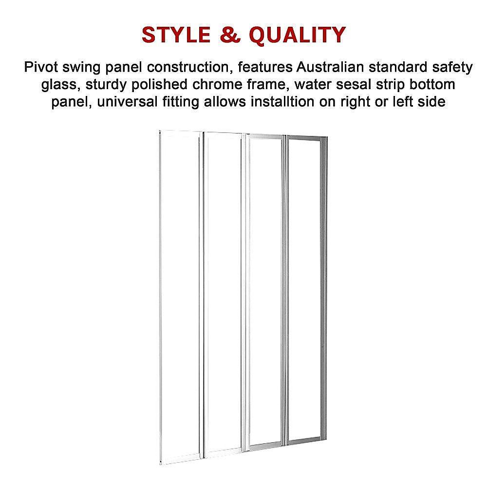 4 Fold Chrome Folding Bath Shower Screen Door Panel 1000 x 1400mm - John Cootes