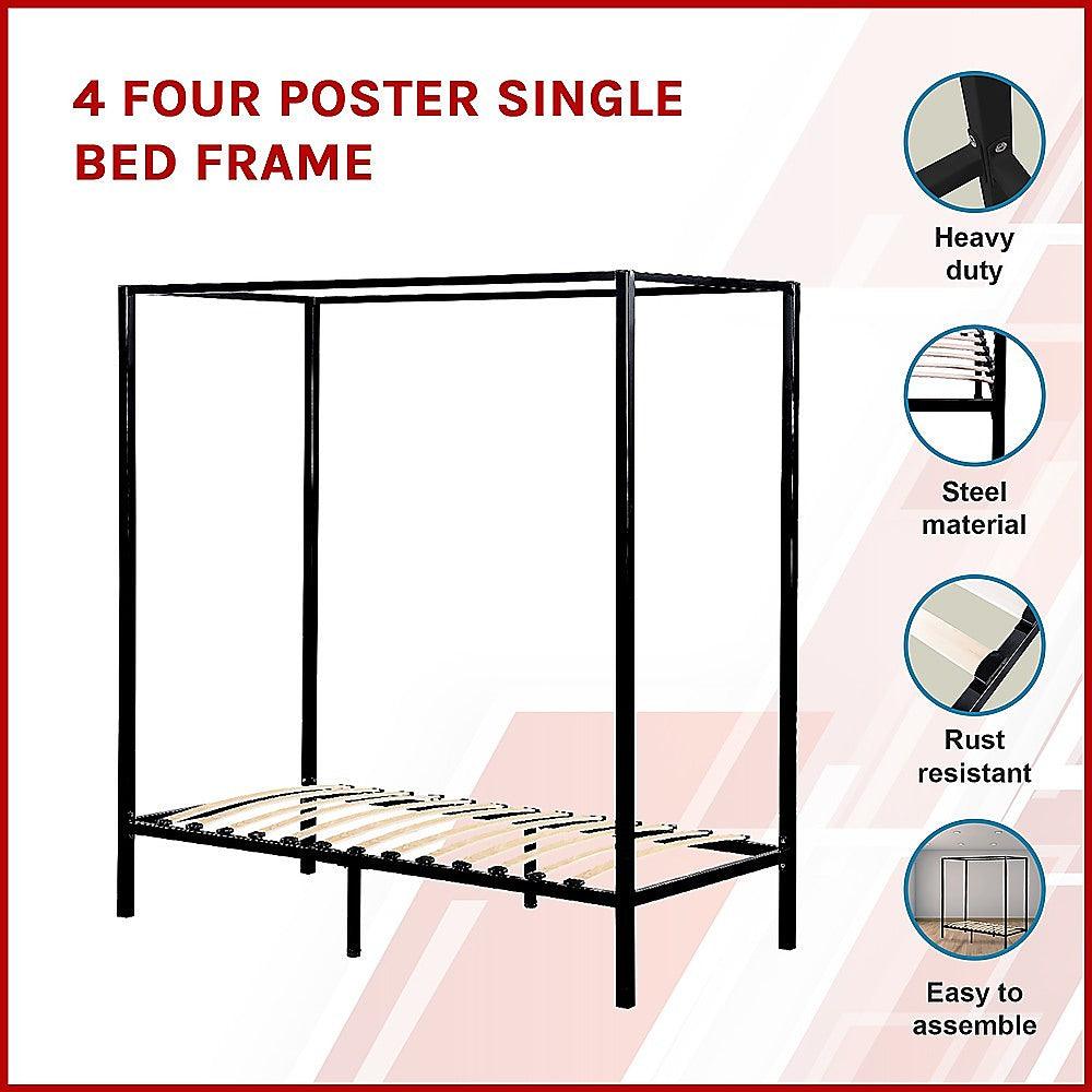 4 Four Poster Single Bed Frame - John Cootes