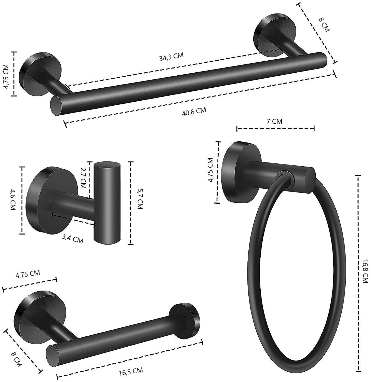 4 Piece Stainless Steel-Towel Rack Set Wall Mount with Brushed Finish for Bathroom - John Cootes