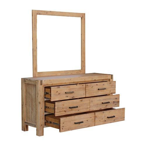 4 Pieces Bedroom Suite in Solid Wood Veneered Acacia Construction Timber Slat King Single Size Oak Colour Bed, Bedside Table & Dresser - John Cootes