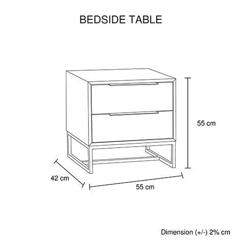 4 Pieces Bedroom Suite made in Solid Wood Acacia Veneered King Size Oak Colour 1X Bed, 2X Bedside Table & 1X Tallboy - John Cootes