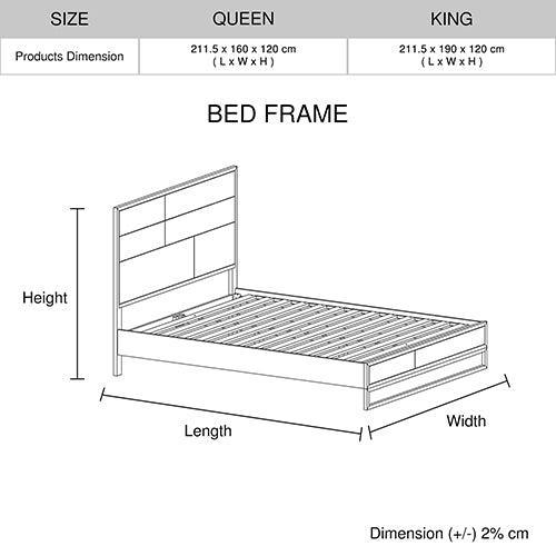 4 Pieces Bedroom Suite made in Solid Wood Acacia Veneered King Size Oak Colour 1X Bed, 2X Bedside Table & 1X Tallboy - John Cootes