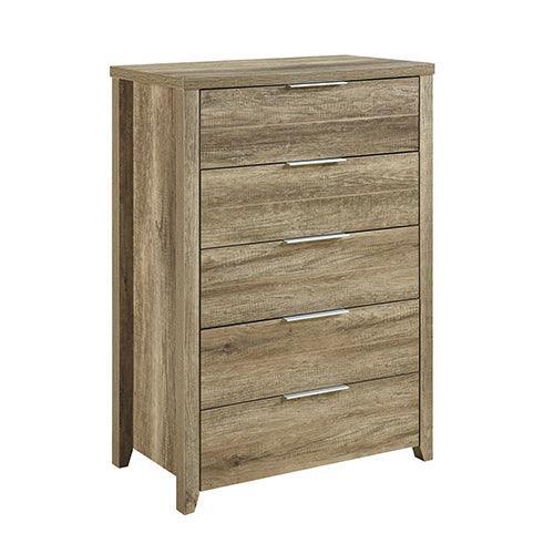 4 Pieces Bedroom Suite Natural Wood Like MDF Structure Double Size Oak Colour Bed, Bedside Table & Tallboy - John Cootes