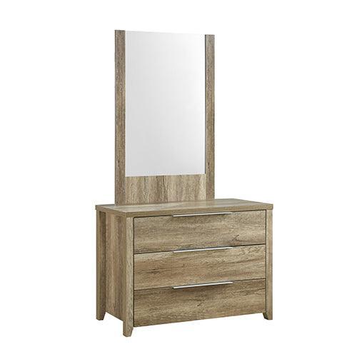 4 Pieces Bedroom Suite Natural Wood Like MDF Structure King Size Oak Colour Bed, Bedside Table & Dresser - John Cootes