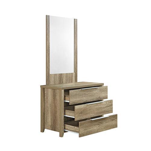 4 Pieces Bedroom Suite Natural Wood Like MDF Structure King Size Oak Colour Bed, Bedside Table & Dresser - John Cootes