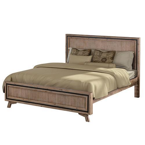 4 Pieces Bedroom Suite Queen Size Silver Brush in Acacia Wood Construction Bed, Bedside Table & Tallboy - John Cootes