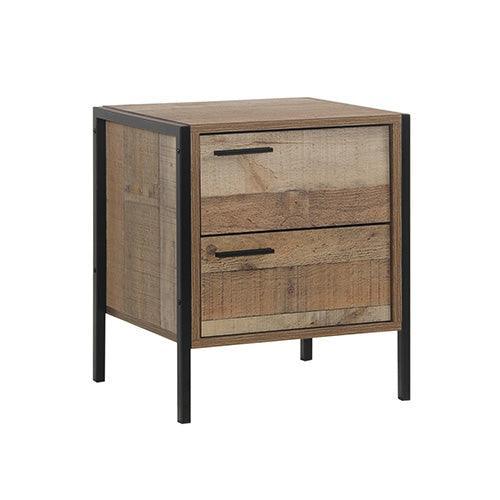 4 Pieces Bedroom Suite with Particle Board Contraction and Metal Legs Queen Size Oak Colour Bed, Bedside Table & Tallboy - John Cootes