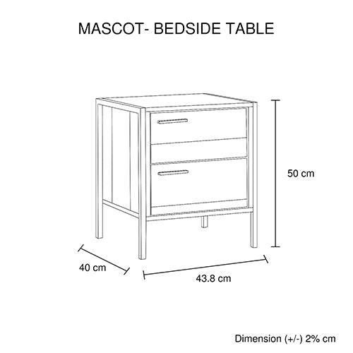 4 Pieces Bedroom Suite with Particle Board Contraction and Metal Legs Queen Size Oak Colour Bed, Bedside Table & Tallboy - John Cootes