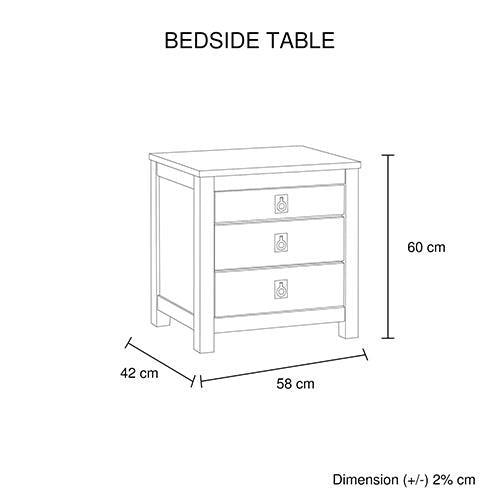 4 Pieces Bedroom Suite with Solid Acacia Wood Veneered Construction in King Size White Ash Colour Bed, Bedside Table & Tallboy - John Cootes