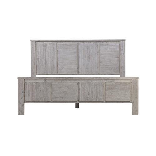 4 Pieces Bedroom Suite with Solid Acacia Wood Veneered Construction in Queen Size White Ash Colour Bed, Bedside Table & Tallboy - John Cootes