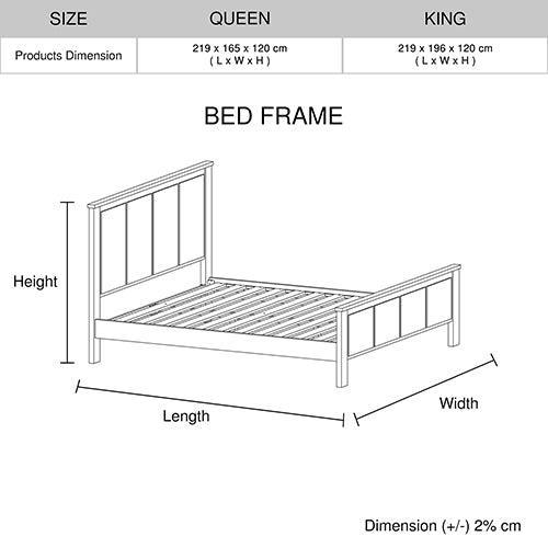 4 Pieces Bedroom Suite with Solid Acacia Wood Veneered Construction in Queen Size White Ash Colour Bed, Bedside Table & Tallboy - John Cootes