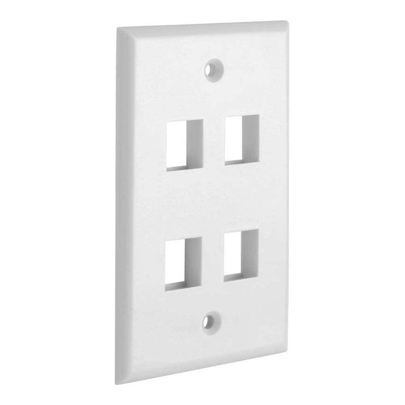 4 Port QuickPort outlet Wall Plate face plate, four Gang White - John Cootes