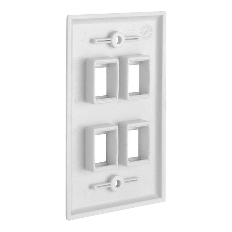 4 Port QuickPort outlet Wall Plate face plate, four Gang White - John Cootes