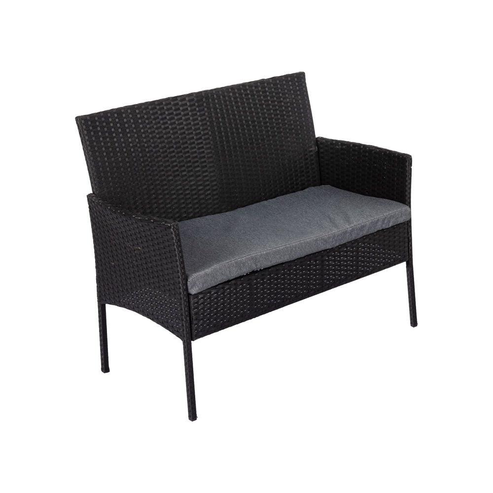 4 Seater Wicker Outdoor Lounge Set &#8211; Black - John Cootes