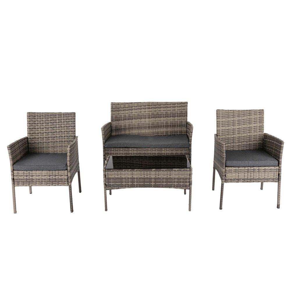 4 Seater Wicker Outdoor Lounge Set – Mixed Grey - John Cootes