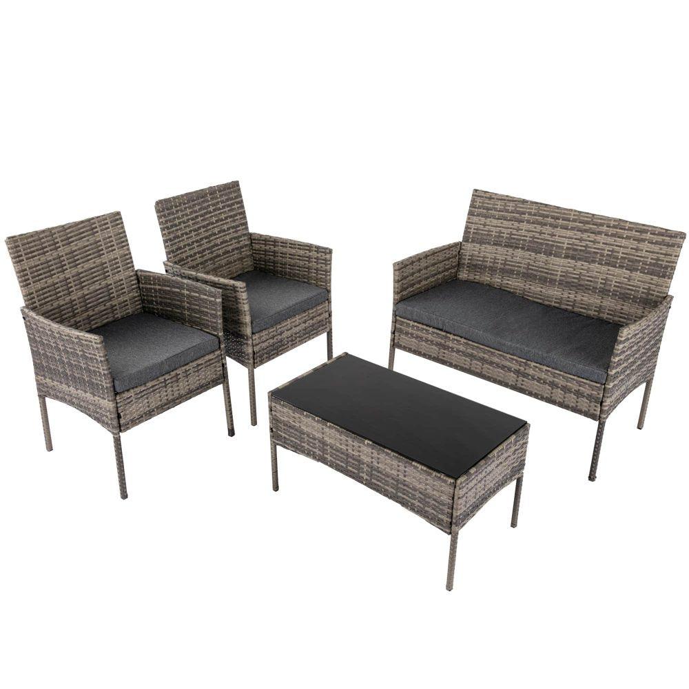 4 Seater Wicker Outdoor Lounge Set - Mixed Grey - John Cootes