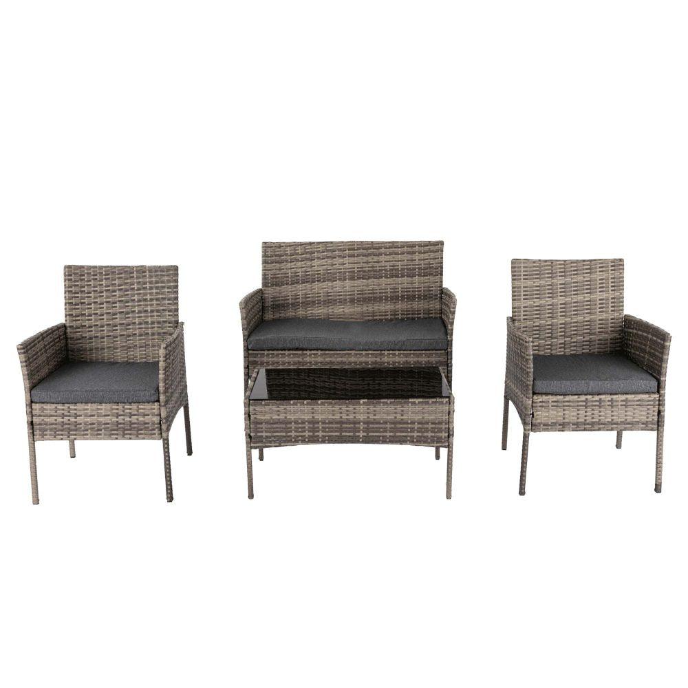 4 Seater Wicker Outdoor Lounge Set - Mixed Grey - John Cootes