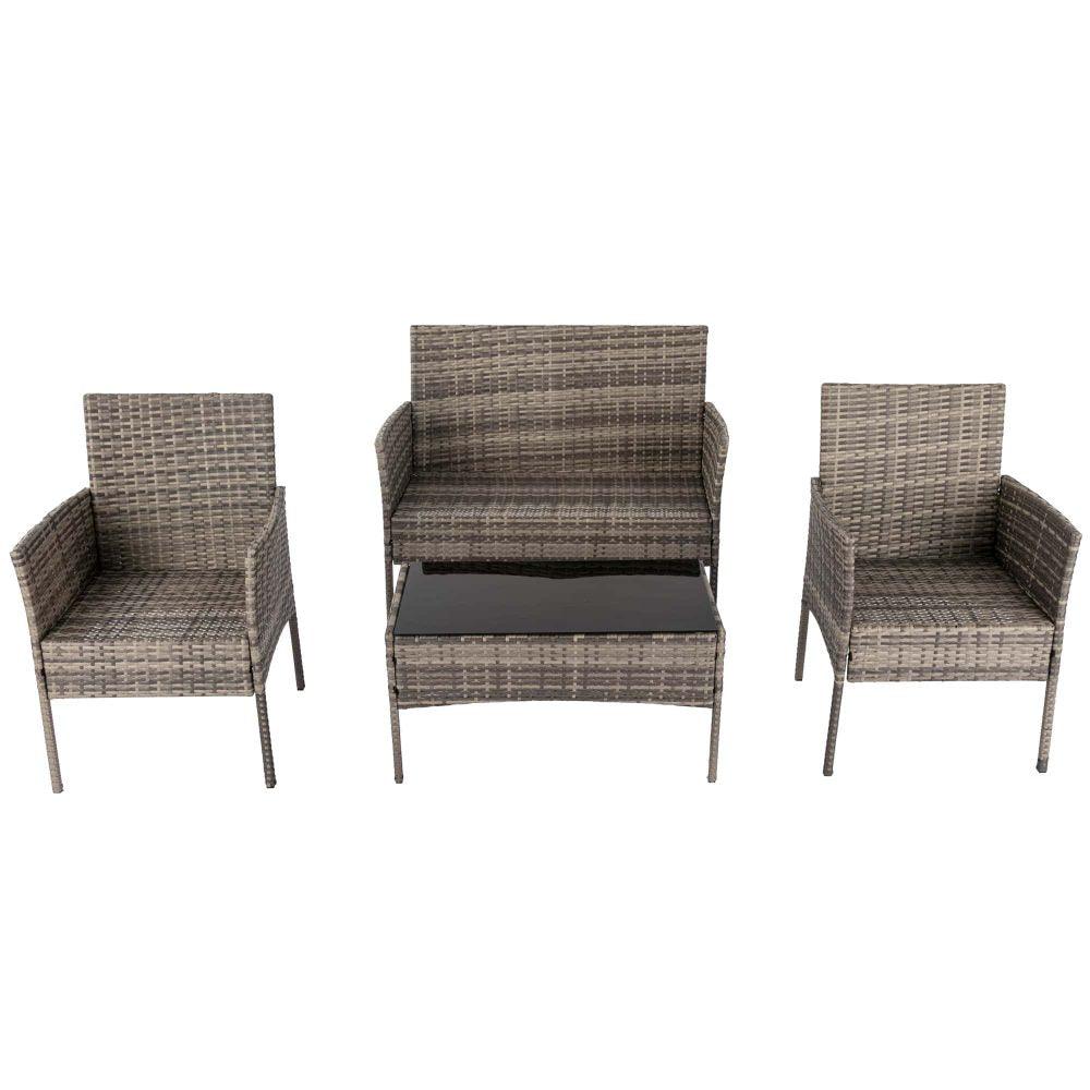 4 Seater Wicker Outdoor Lounge Set - Mixed Grey - John Cootes