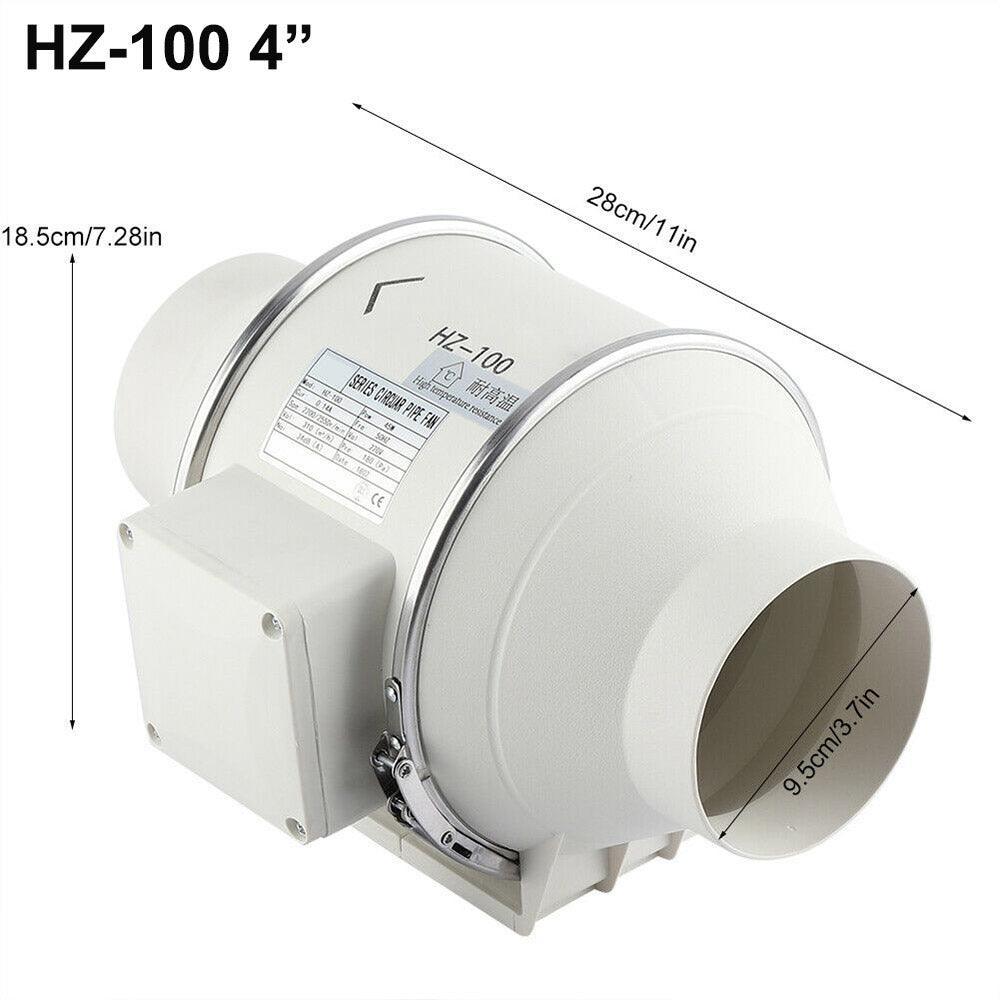 4'' Silent Extractor Fan Duct Hydroponic Inline Exhaust Vent Industrial - John Cootes