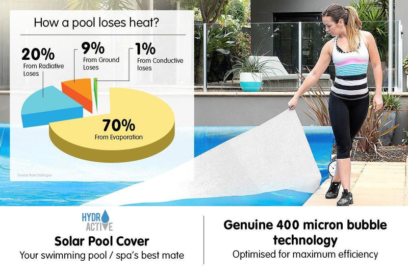 400 Micron Solar Swimming Pool Cover - Blue/Silver 10.5m x 4.2m - John Cootes